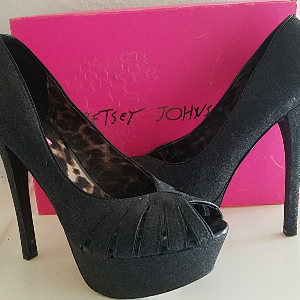 Betsey Johnson Sparkly Black Heels